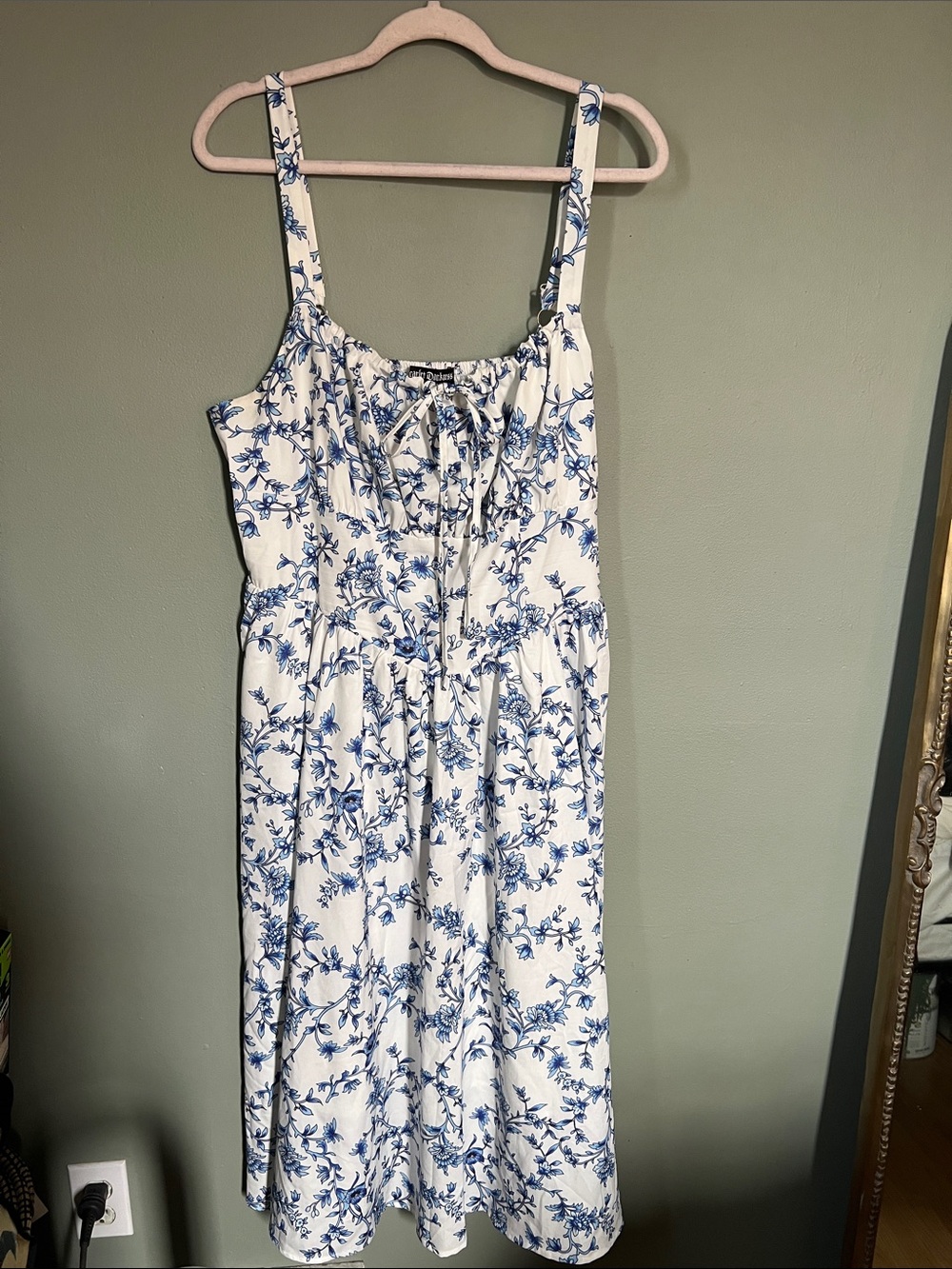 White and Blue Floral Corset dress